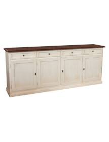 Madia Credenza Shabby chic in legno 4 porte bicolore l.205 p.42 h.85