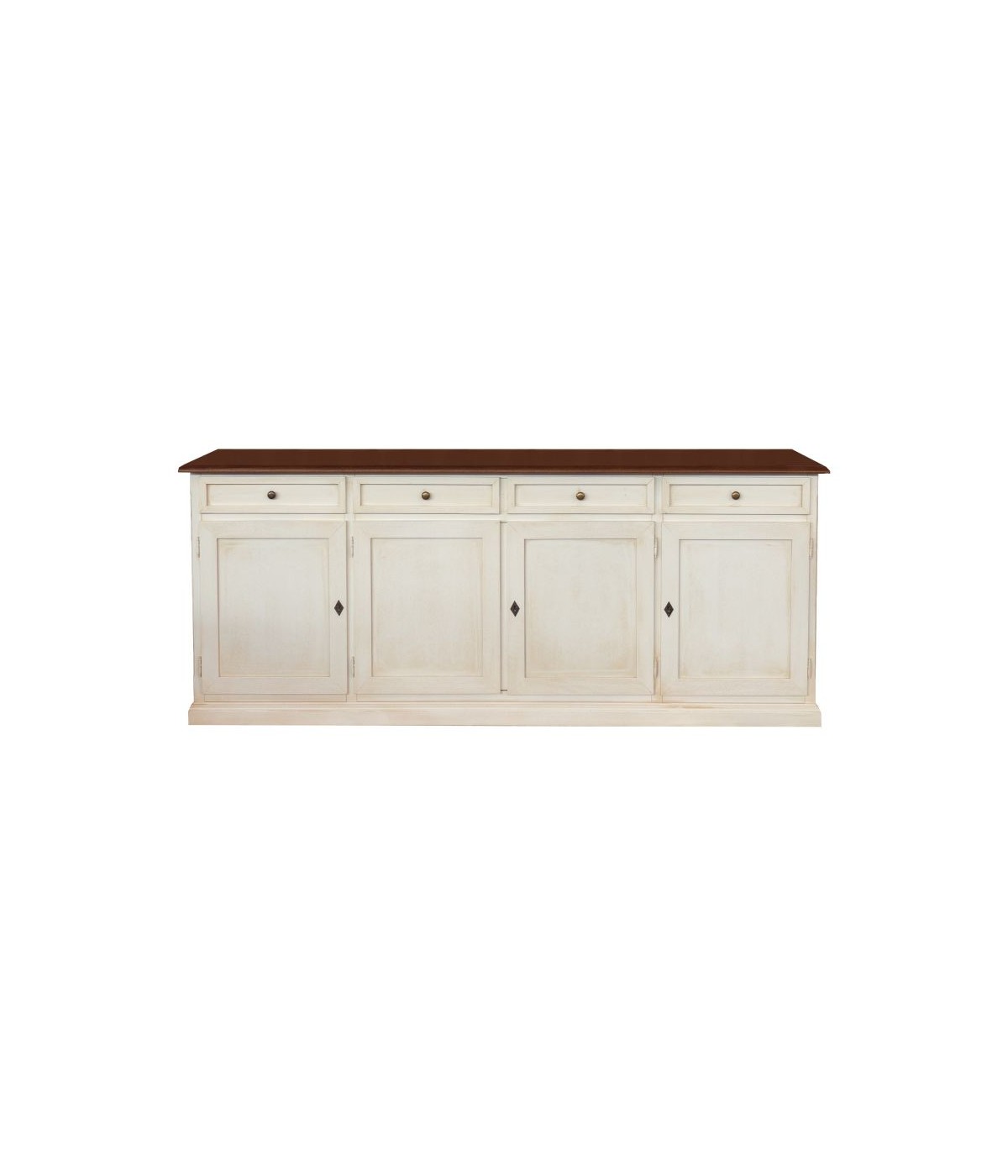 Madia Credenza Shabby chic in legno 4 porte bicolore l.205 p.42 h.85