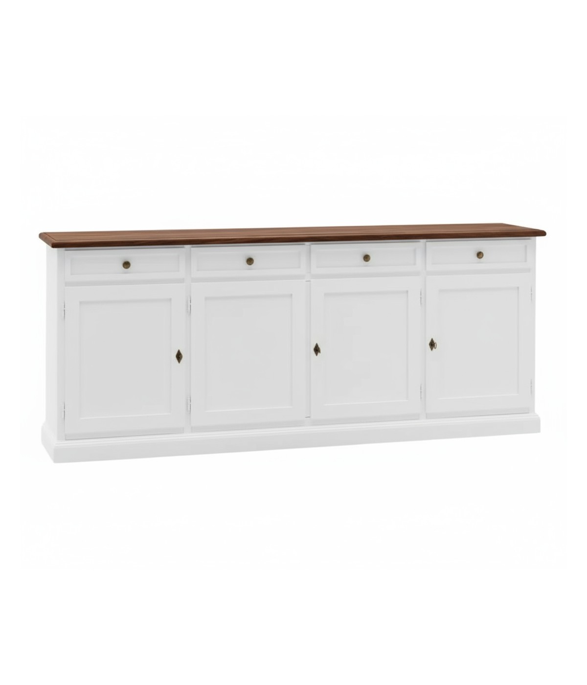 Madia Credenza Shabby chic in legno 4 porte bicolore l.205 p.42 h.85