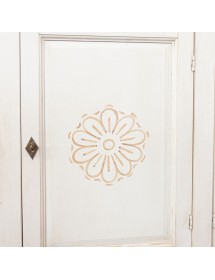 Credenza 4 porte legno shabby bianco anticato con decoro 196X45X98