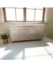 Credenza 4 porte legno shabby bianco anticato con decoro 196X45X98
