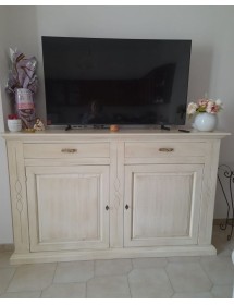 Credenza madia 2 porte legno shabby bianco anticato 177x48x110