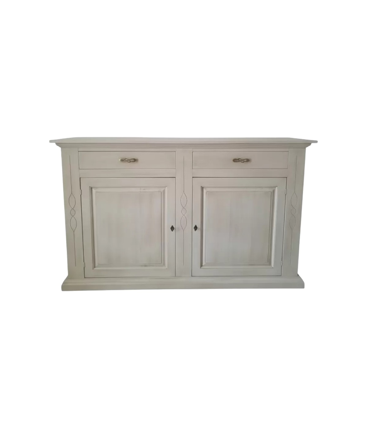 Credenza madia 2 porte legno shabby bianco anticato 177x48x110