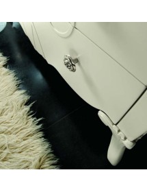 Cassettiera shabby 4 cassetti legno bianco decori 127x59x110