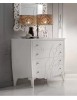 Cassettiera shabby 4 cassetti legno bianco decori 127x59x110