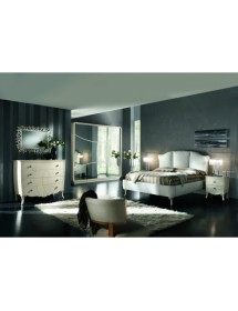 Comodino 2 cassetti shabby legno bianco decori 56x40x64