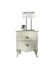 Comodino 2 cassetti shabby legno bianco decori 56x40x64
