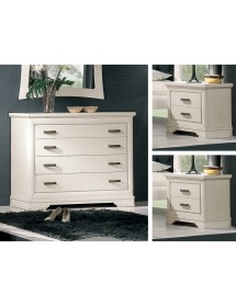 Cassettiera shabby 4 cassetti legno bianco 132x56x99