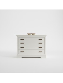 Cassettiera shabby 4 cassetti legno bianco 132x56x99
