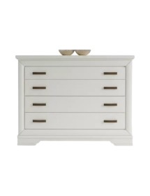 Cassettiera shabby 4 cassetti legno bianco 132x56x99