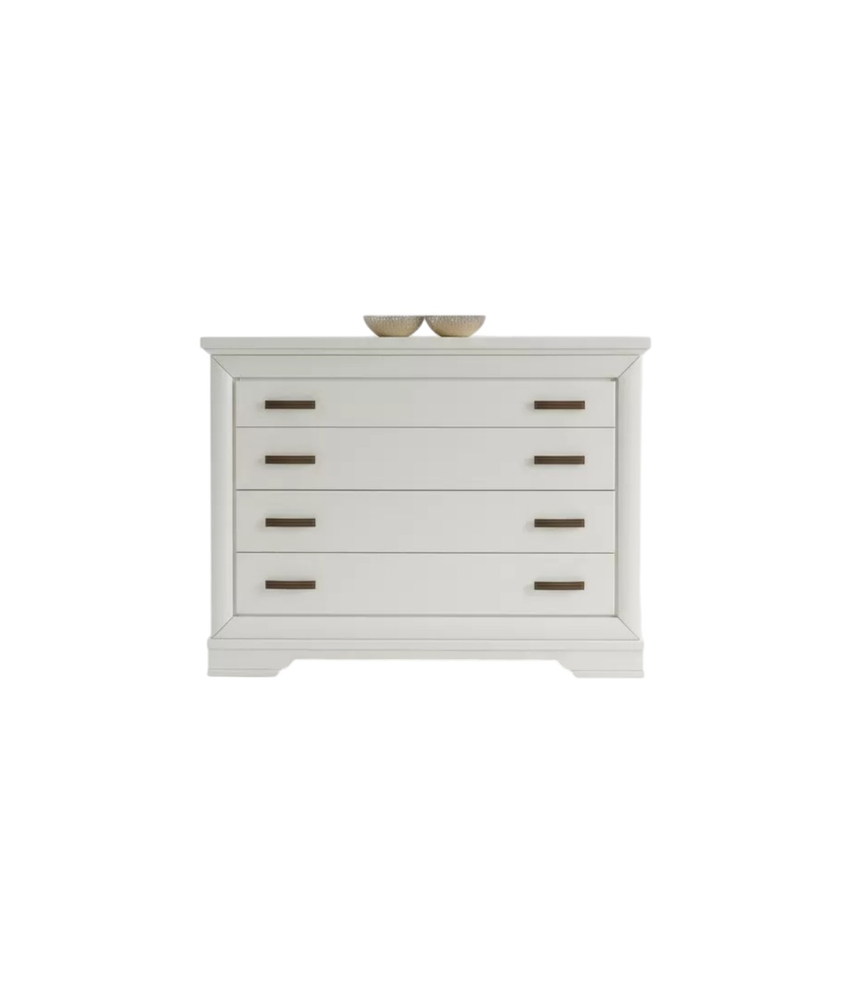 Cassettiera shabby 4 cassetti legno bianco 132x56x99