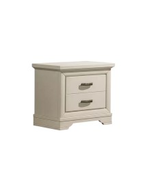 Comodino 2 cassetti shabby legno bianco 58x40x58