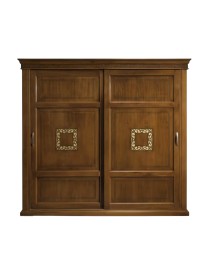 Armadio 2 porte scorrevoli classico legno dettagli oro bassano  274x68x246