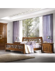 Letto classico traforato legno tinta noce bassano 184x208x115