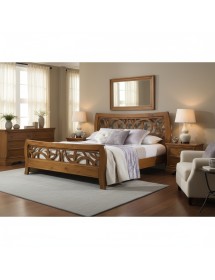 Letto classico traforato legno tinta noce bassano 184x208x115