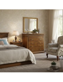 Cassettiera classica 4 cassetti intagliata legno noce bassano 127x58x109