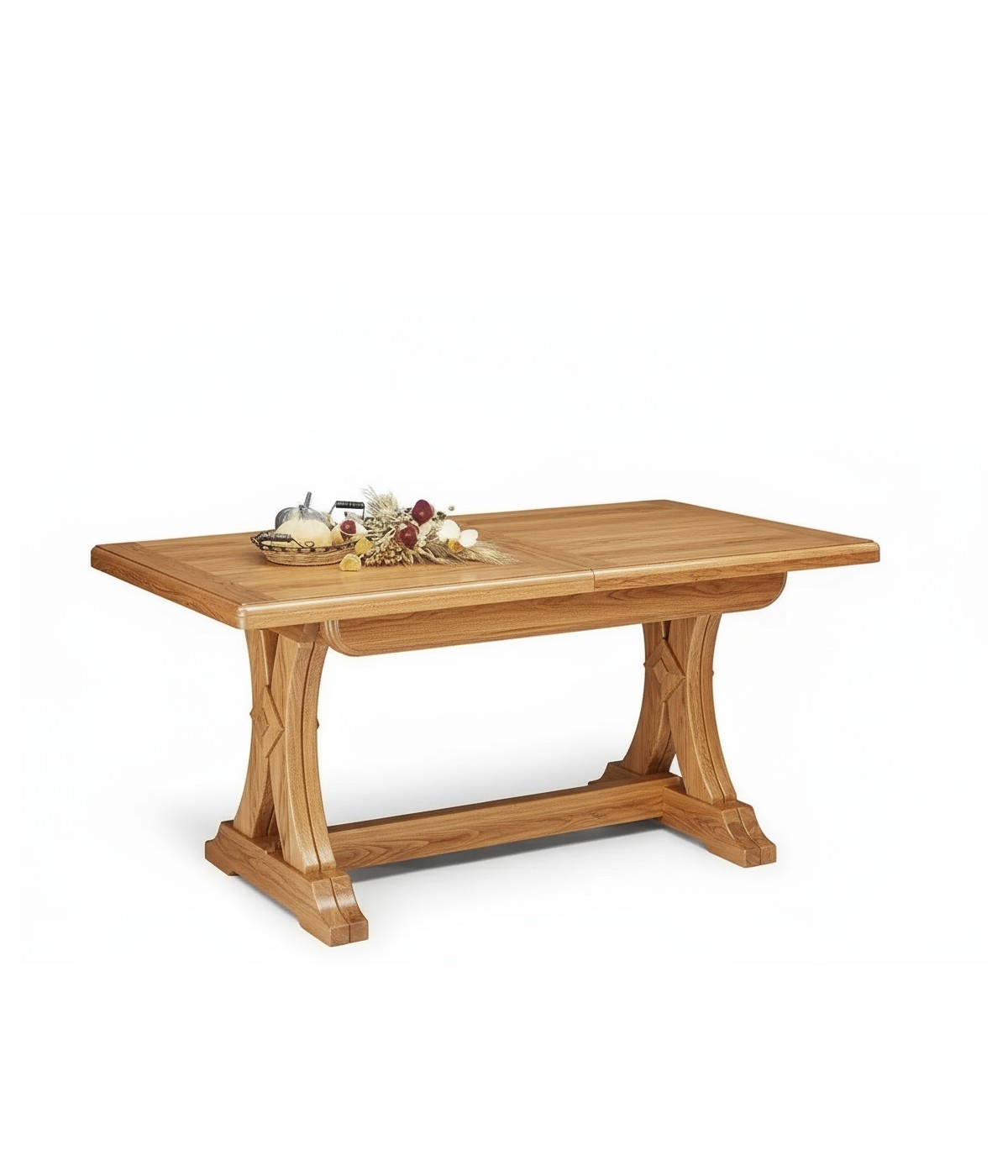 Tavolo arte povera allungabile riquadrato legno noce grano 160x85x78