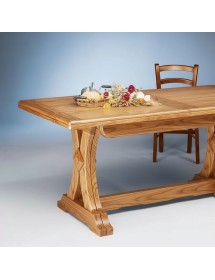 Tavolo arte povera allungabile riquadrato legno noce grano 160x85x78