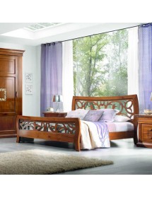 Camera completa classica legno intagliata tinta noce bassano