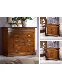 Camera completa classica legno intagliata tinta noce bassano