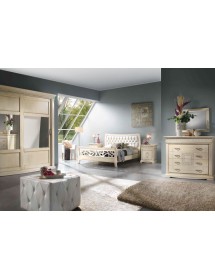 Camera completa shabby legno intagliata avorio patinato