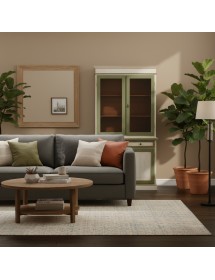 CRISTALLIERA 2 ANTE LEGNO BICOLORE SHABBY BIANCO VERDE 105X42X205