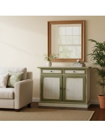 MADIA CREDENZA 2 ANTE LEGNO SHABBY BIANCO VERDE 105X42X85