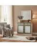 MADIA CREDENZA 2 ANTE LEGNO SHABBY BIANCO VERDE 105X42X85