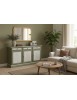 MADIA CREDENZA 3 PORTE LEGNO SHABBY BIANCO VERDE 156X42X85