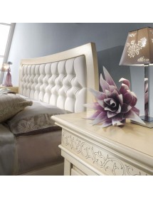 Letto matrimoniale shabby ecopelle legno avorio patinato 184x208x115