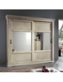 Armadio 2 porte scorrevoli legno shabby avorio patinato 274x68x246