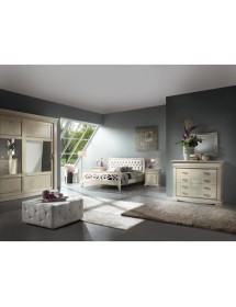 Armadio 2 porte scorrevoli legno shabby avorio patinato 274x68x246