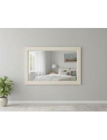 Specchiera rettangolare legno shabby avorio patinato  90x60x3