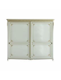 MOBILI 2G - Armadio classico 2 porte scorrevoli Legno bianco argento oro 290x68x254 vista frontale