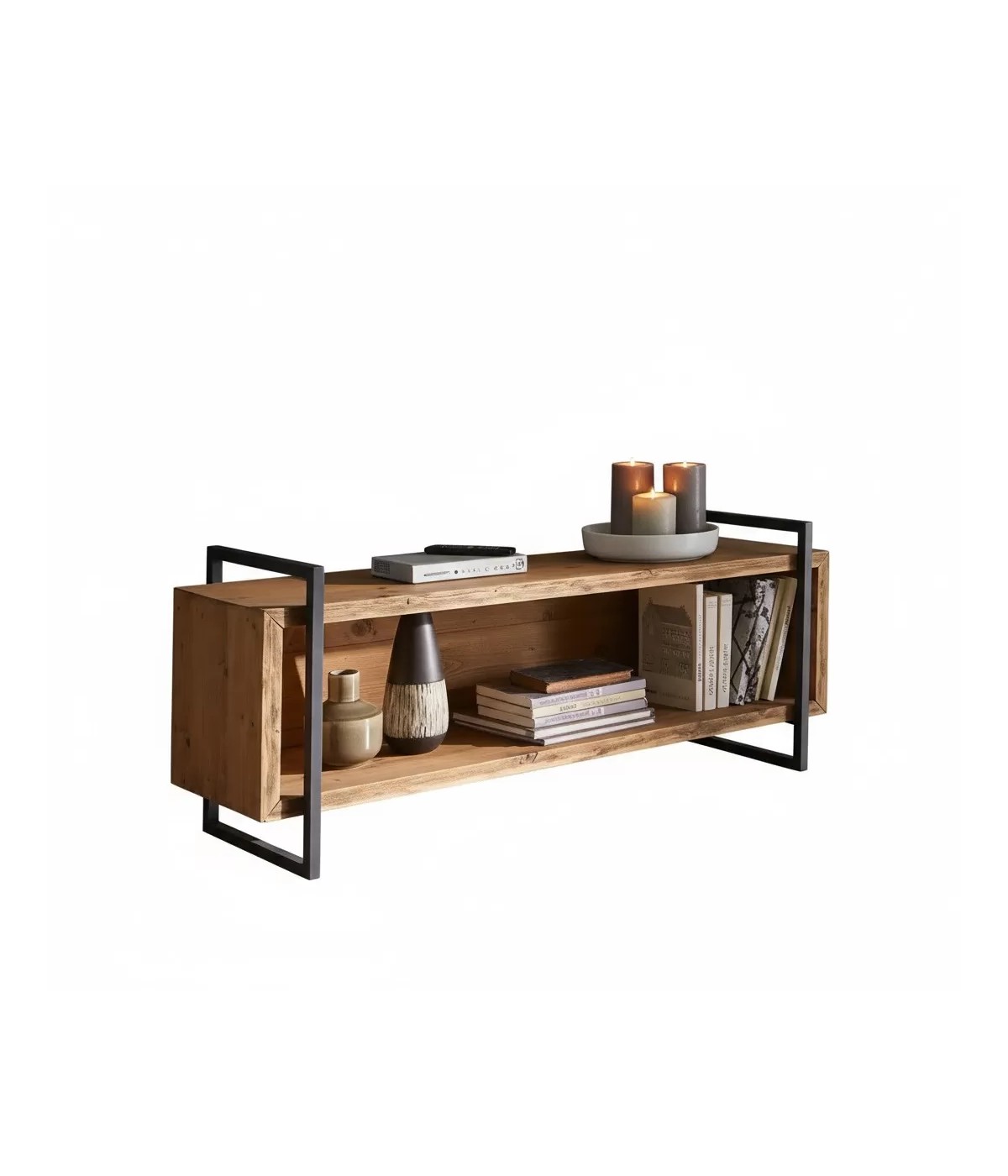 MOBILI 2G - PORTA TV INDUSTRIAL CORTINA IN LEGNO MASSELLO DI ABETE 140X45X60