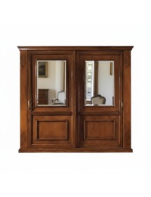 Armadio 2 porte vetro scorrevoli classico noce bassano 270x65x248
