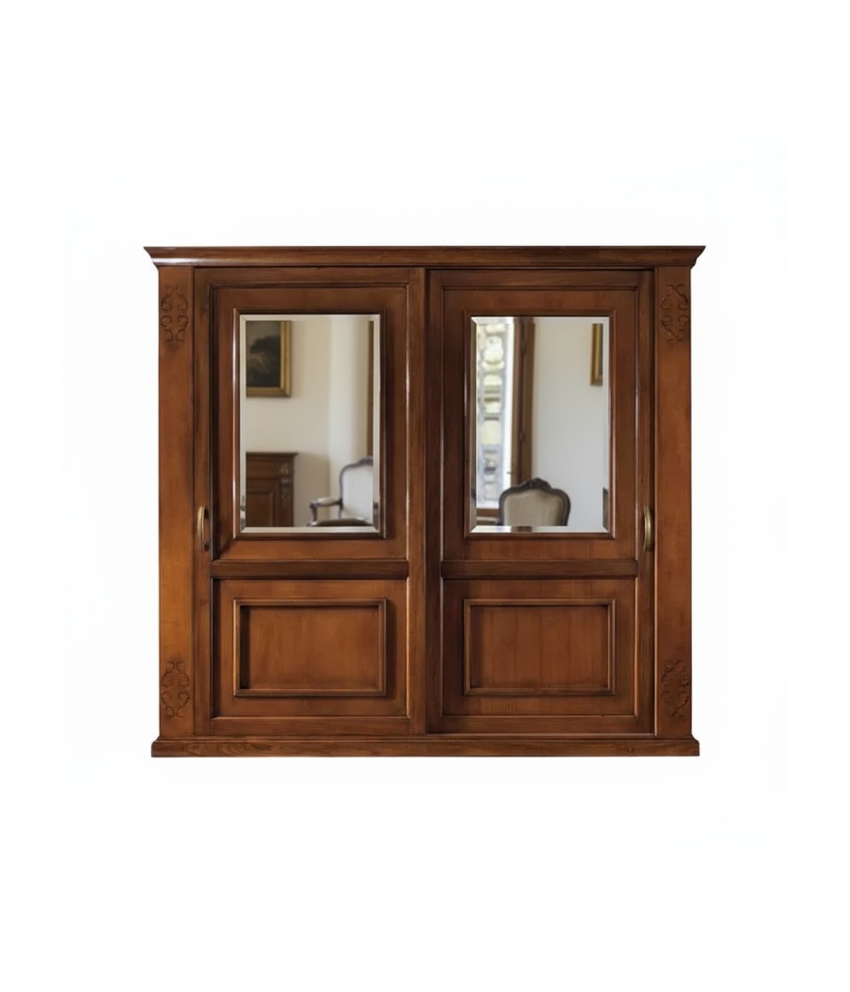Armadio 2 porte vetro scorrevoli classico noce bassano 270x65x248