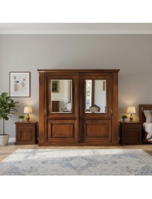 Armadio 2 porte vetro scorrevoli classico noce bassano 270x65x248