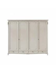 Armadio classico 4 porte Legno bianco argento oro 290x65x257