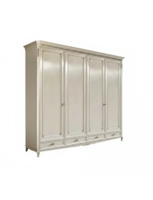 Armadio classico 4 porte Legno bianco argento oro 290x65x257