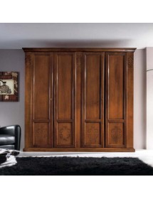 Armadio 4 porte legno classico intaglio floreale bassano 270x65x248