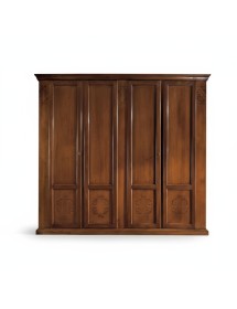 Armadio 4 porte legno classico intaglio floreale bassano 270x65x248