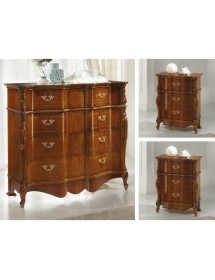 Gruppo 1 Cassettiera 2 Comodini sagomati legno noce bassano