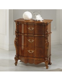 Cassettiera classica 3 cassetti sagomata legno noce bassano 135x60x120