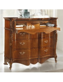 Cassettiera classica 3 cassetti sagomata legno noce bassano 135x60x120