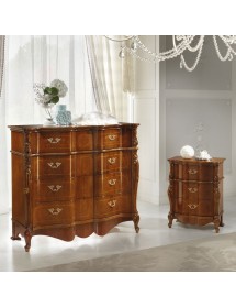 Cassettiera classica 3 cassetti sagomata legno noce bassano 135x60x120