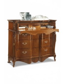 Cassettiera classica 3 cassetti sagomata legno noce bassano 135x60x120