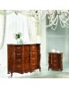 Comodino classico 3 cassetti sagomato legno noce bassano 63x43x71