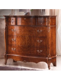 Gruppo 1 Cassettiera 2 Comodini sagomati legno noce bassano