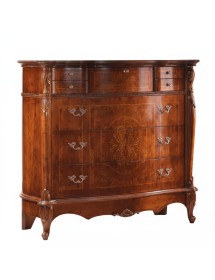 Cassettiera classica 3 cassetti ribalta legno noce bassano 130x56x120